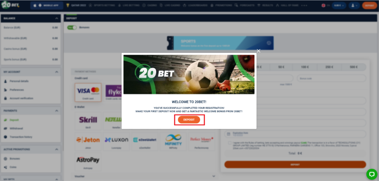 20bet Registration